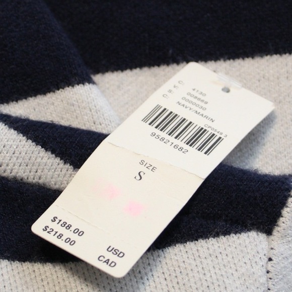 Anthropologie‎ $88 Small Navy White Striped Twist Front Cropped Hoodie Sweater - Picture 10 of 14